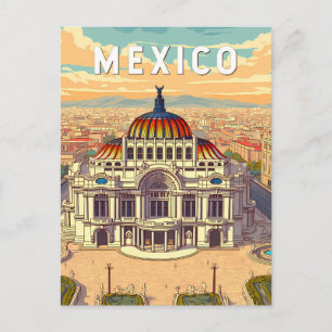 Mexiko Illustration Resa Konst Vintage Vykort