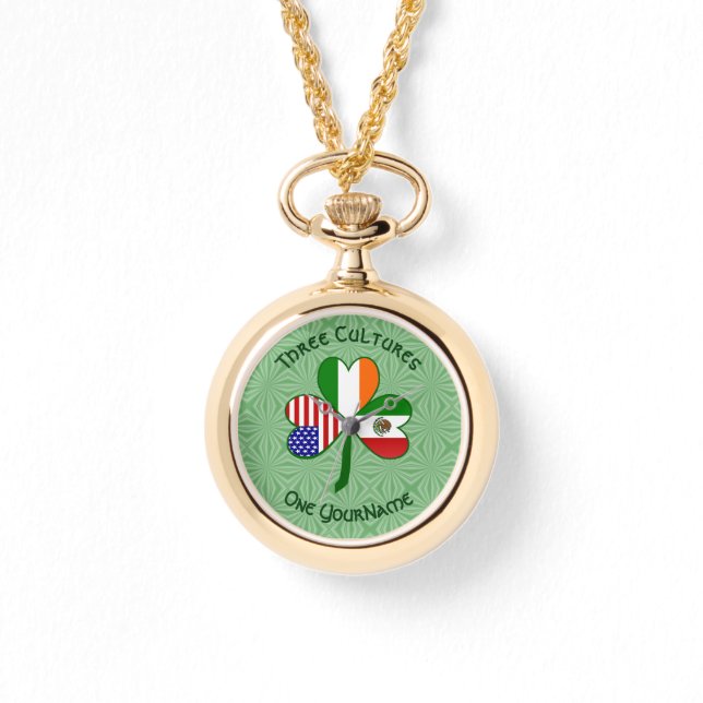 Mexiko Ireland USA Shamrock Flagga Armbandsur (Framsida)