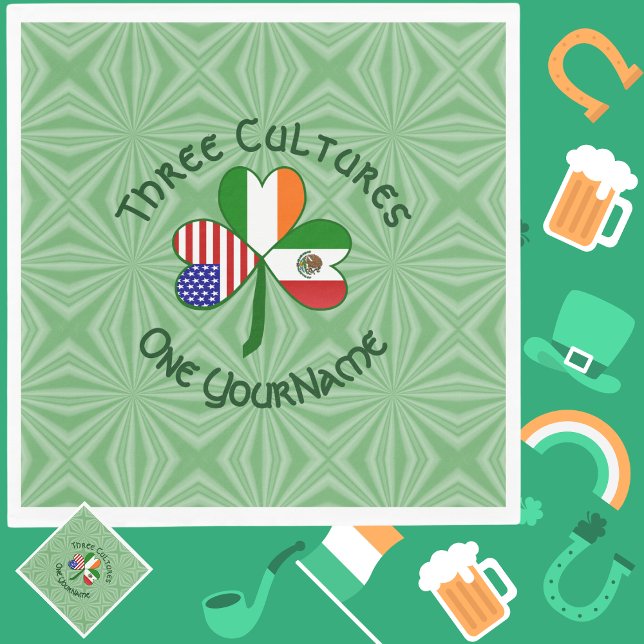 Mexiko Irland USA Shamrock Flagga Pappersservett (Skapare uppladdad)