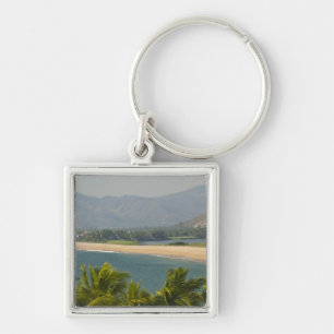 Mexiko, Jalisco, Barra de Navidad. Stadens strand Fyrkantig Silverfärgad Nyckelring