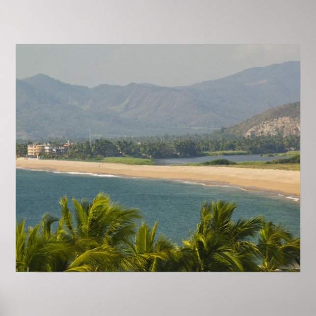 Mexiko, Jalisco, Barra de Navidad. Stadens strand Poster (Framsidan)