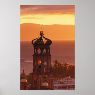 Mexiko, Jalisco, Puerto Vallarta. Kyrktorn Poster