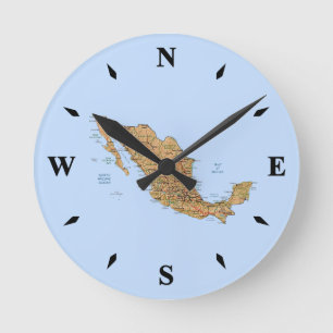 Mexiko Karta Clock Rund Klocka