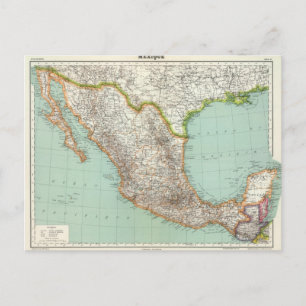 Mexiko - Karta i Mexiko Vykort
