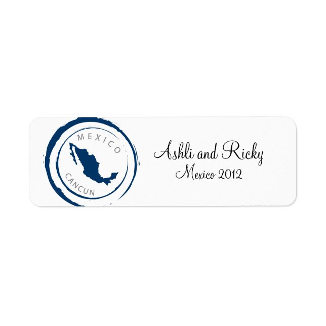 Mexiko Karta och anpassa din text Returadress Etikett (Framsidan)