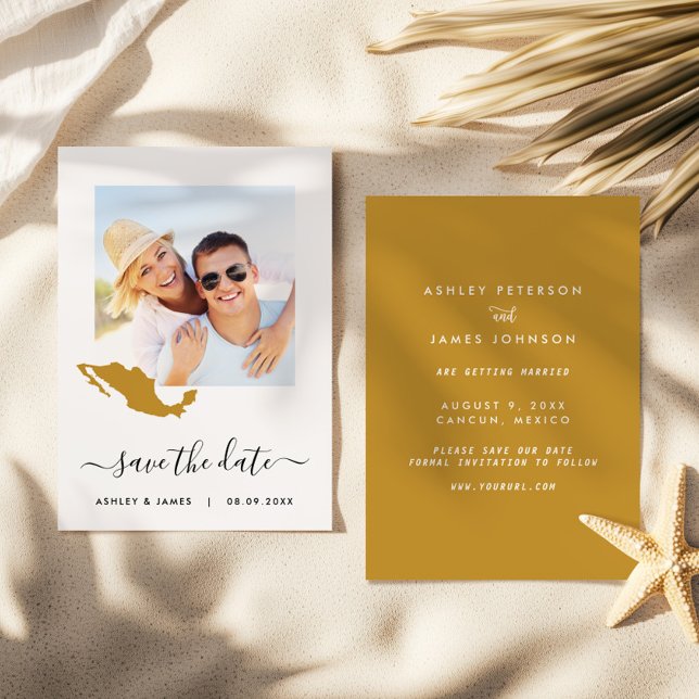 Mexiko Karta Photo Bröllop spara datum Card Datumet (Skapare uppladdad)