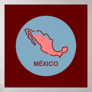 Mexiko Karta Poster