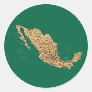 Mexiko Karta Sticker Runt Klistermärke