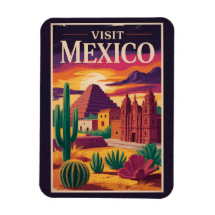 Mexiko Kultur Illustration Resa Konst Vintage Magnet