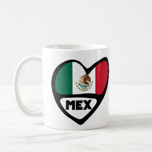 Mexiko Land Code Flagga Heart, MEX Kaffemugg