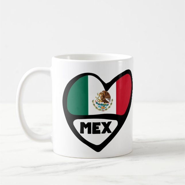 Mexiko Land Code Flagga Heart, MEX Kaffemugg (Vänster)