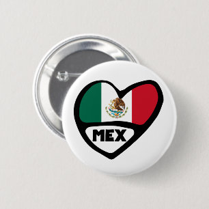 Mexiko Land Code Flagga Heart, MEX Knapp