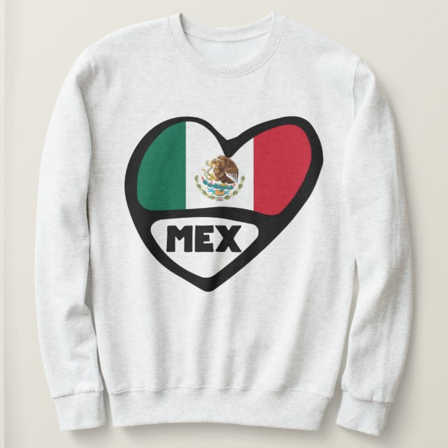 Mexiko Land Code Flagga Heart, MEX T Shirt (Design framsida)