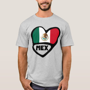Mexiko Land Code Flagga Heart, MEX T Shirt