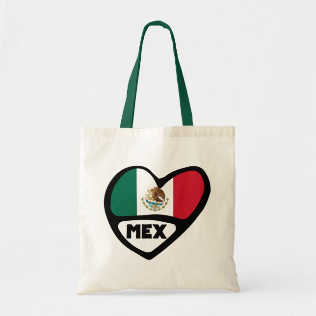 Mexiko Land Code Flagga Heart, MEX Tygkasse (Framsidan)