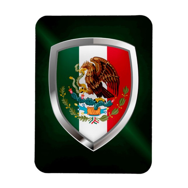 Mexiko Metallic Emblem Magnet (Vertikal)