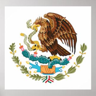 MEXIKO MEXICAN EGLE SYMBOL Mexikansk Flagga Flagga Poster
