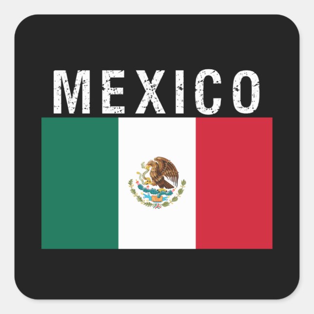 Mexiko,Mexikanska flagga Fyrkantigt Klistermärke (Framsida)