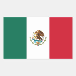 Mexiko/Mexikanska Flagga Rektangulärt Klistermärke