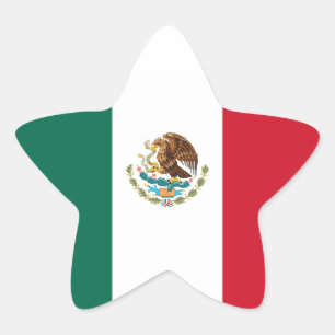 Mexiko/Mexikanska Flagga Stjärnformat Klistermärke