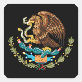 Mexiko & mexikanska örnvapen / flagga fyrkantigt klistermärke