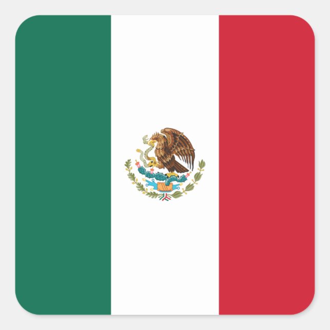 Mexiko (Mexiko), Flagga Fyrkantigt Klistermärke (Framsida)