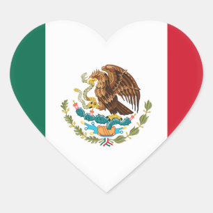 Mexiko (Mexiko), Flagga Hjärtformat Klistermärke