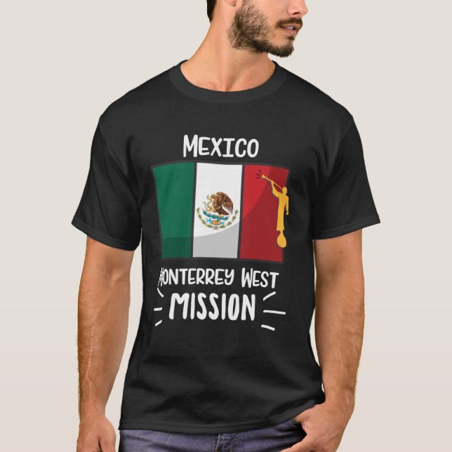 Mexiko Monterrey Väster Mormon LDS Uppdrag Mission T Shirt (Framsida)