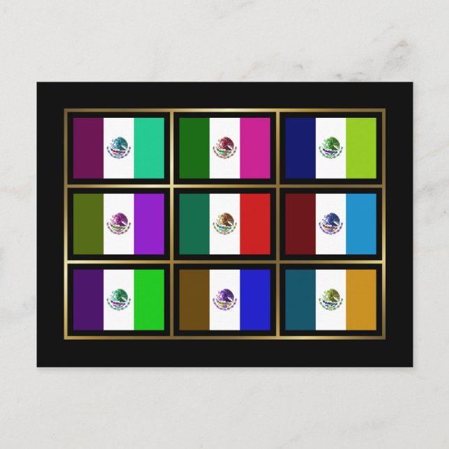Mexiko Multihue Flaggor vykort (Framsida)