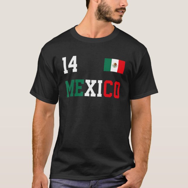 Mexiko Nummer fjorton mexikanska fotbollsmatcher T Shirt (Framsida)