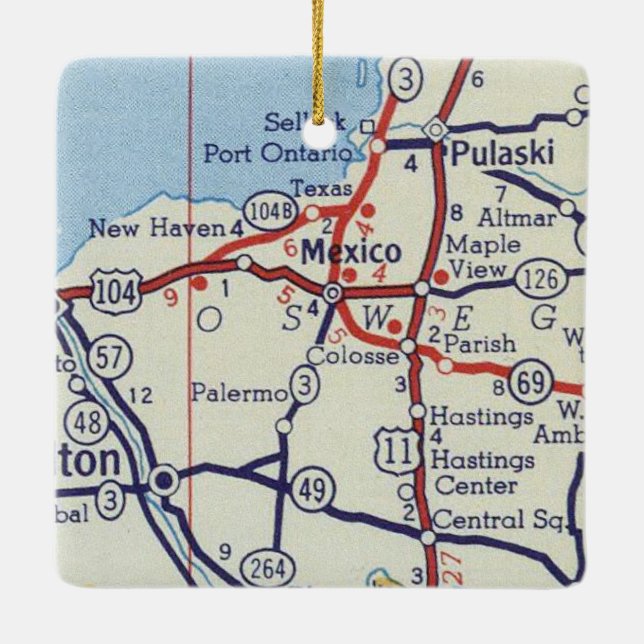 Mexiko NY Vintage Karta Julgransprydnad Keramik (Baksida)