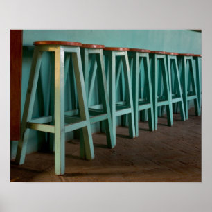 Mexiko, Oaxaca, Grönt Pub Stools linjevägg Poster