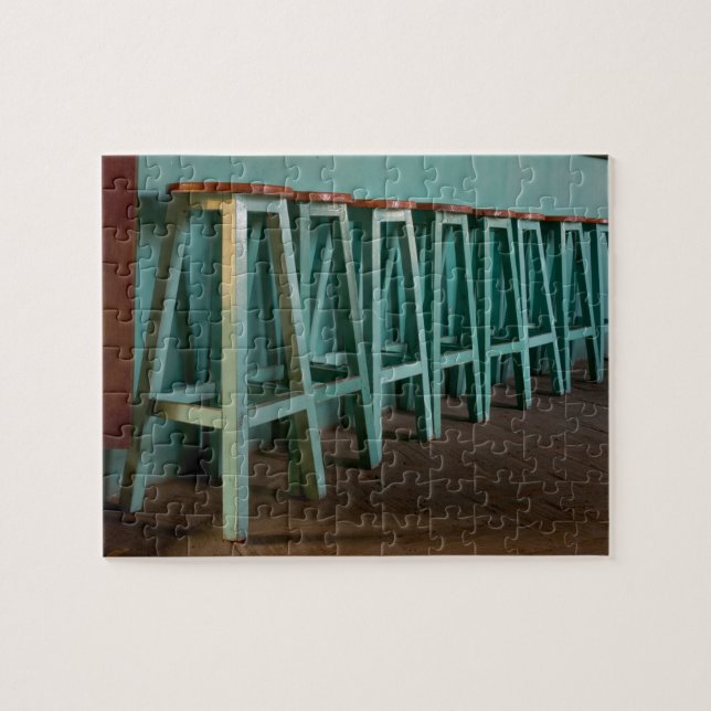 Mexiko, Oaxaca, Grönt Pub Stools linjevägg Pussel (Horisontell)