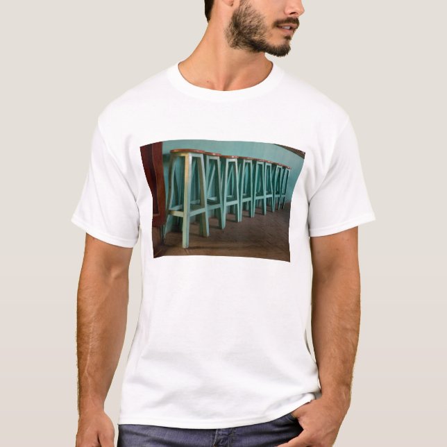 Mexiko, Oaxaca, Grönt Pub Stools linjevägg Tee Shirt (Framsida)
