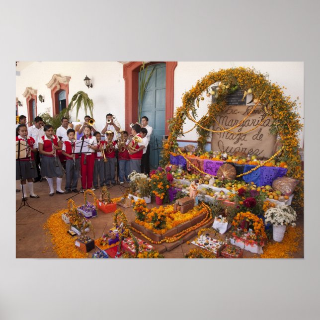 Mexiko, Oaxaca Province, Ocotlan, studenter i Poster (Framsidan)