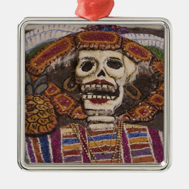 Mexiko, Oaxaca. Sand tapestry (tapete de arena) Julgransprydnad Metall (Framsidan)