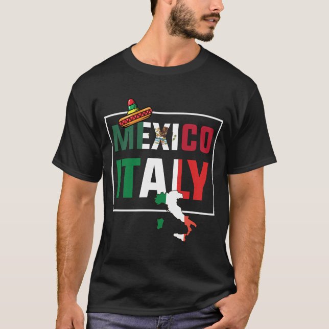 Mexiko och Italien Flagga T Shirt (Framsida)