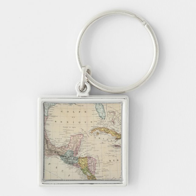 Mexiko, Panama, Centralamerika Fyrkantig Silverfärgad Nyckelring (Framsidan)