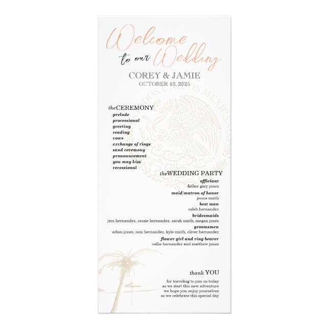 Mexiko Passport-Bröllopsprogram Reklamkort (Framsidan)