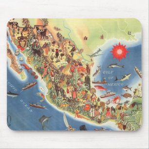 Mexiko Pictorial Karta av Miguel Gomez Medina Musmatta