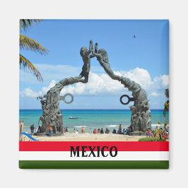 Mexiko Playa del Carmen Beach Statue Souvenir Magnet