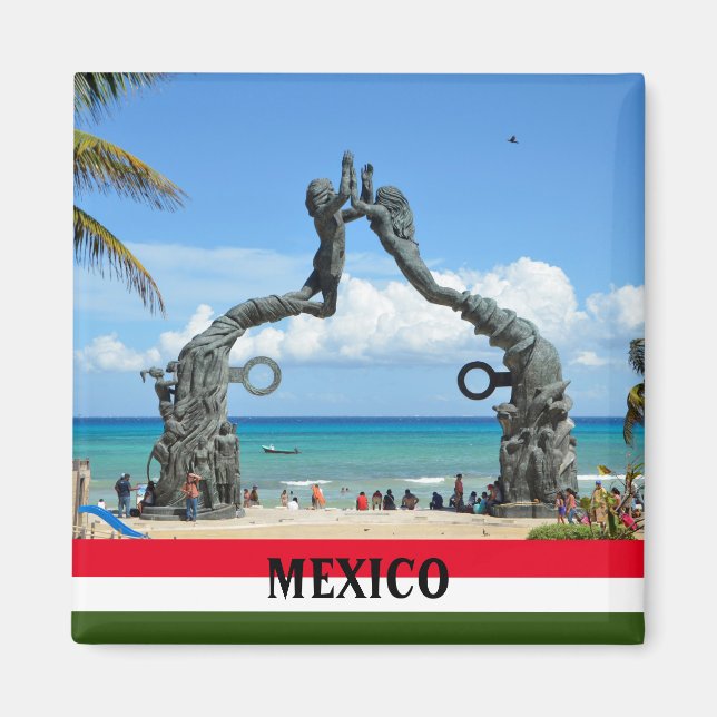Mexiko Playa del Carmen Beach Statue Souvenir Magnet (Framsidan)