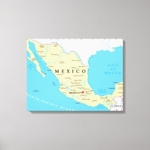 Mexiko Politiska Karta Canvastryck