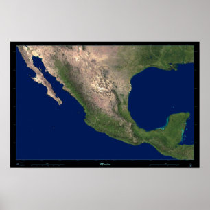 Mexiko - poster fotoavtryck via satellit