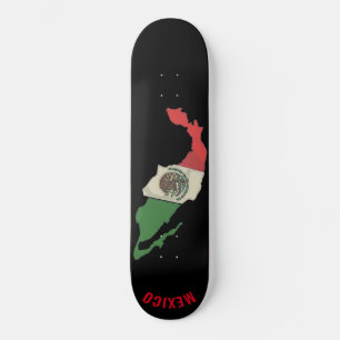 Mexiko Pride Mexikanska Flagga Red White på Black Mini Skateboard Bräda 18,5 Cm