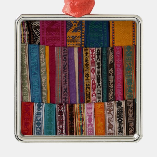 Mexiko, provinsen Oaxaca, Oaxaca, vävda bälte på Julgransprydnad Metall (Framsidan)