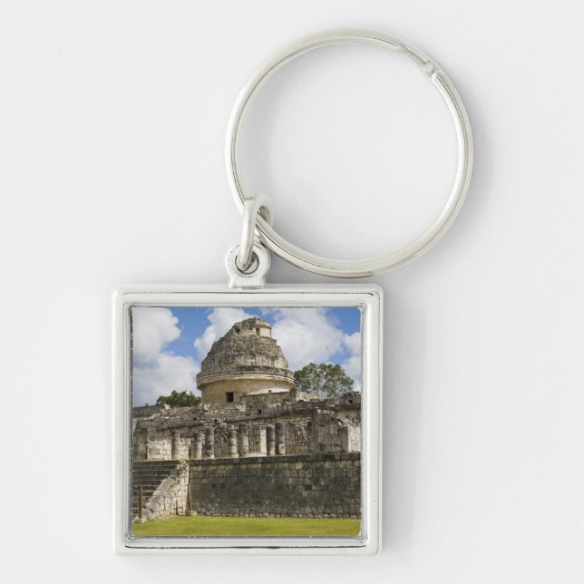Mexiko, Quintana Roo, nära Cancun. Fyrkantig Silverfärgad Nyckelring (Framsidan)