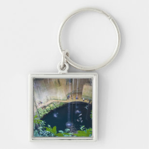 Mexiko, Quintana Roo, nära Chichen Itza, Fyrkantig Silverfärgad Nyckelring