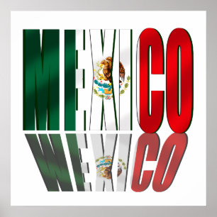 Mexiko Reflection logotyp flagga för mexikaner Poster