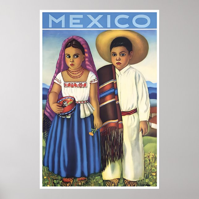 Mexiko Resa Poster Mexikansk Konst Barn Tryck (Framsidan)